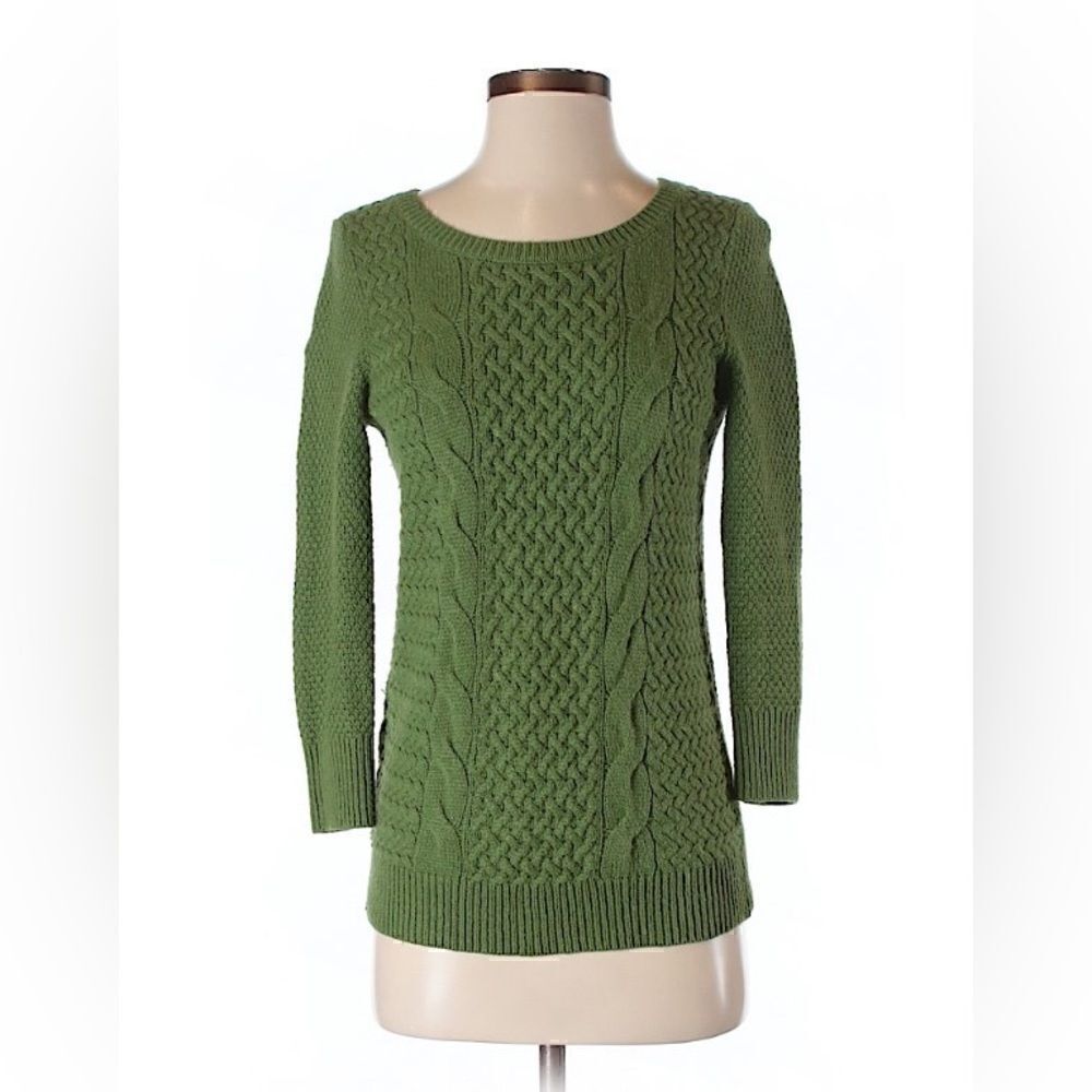 Ann Taylor Loft Cable Knit Green Sweater XS